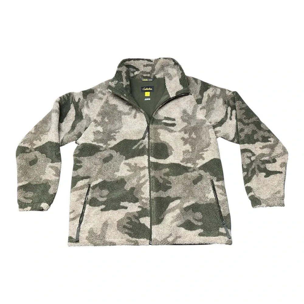 Cabela's Berber Fleece 4most Windshear Hunting Jacket Camo XL Full Zip